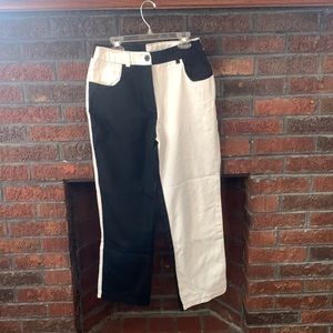 Black and white color block straight leg jeans size small
